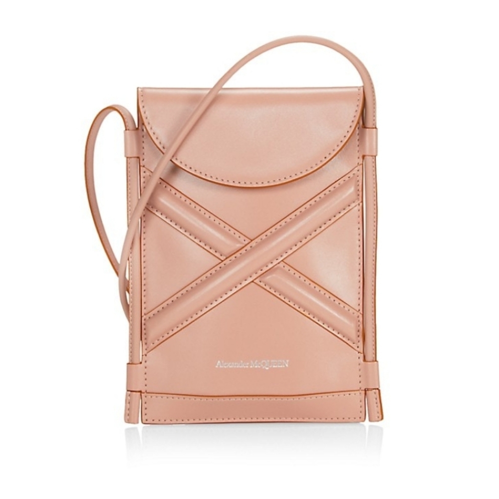 Alexander McQueen The Curve Leather Pouch Crossbody Bag Rose Gold … - Picture 8 of 10